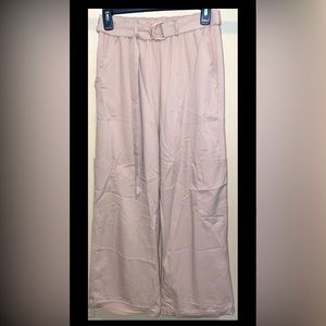 NWOT Shein Beige Wide Leg Pants with Belt & Pockets size Small 4